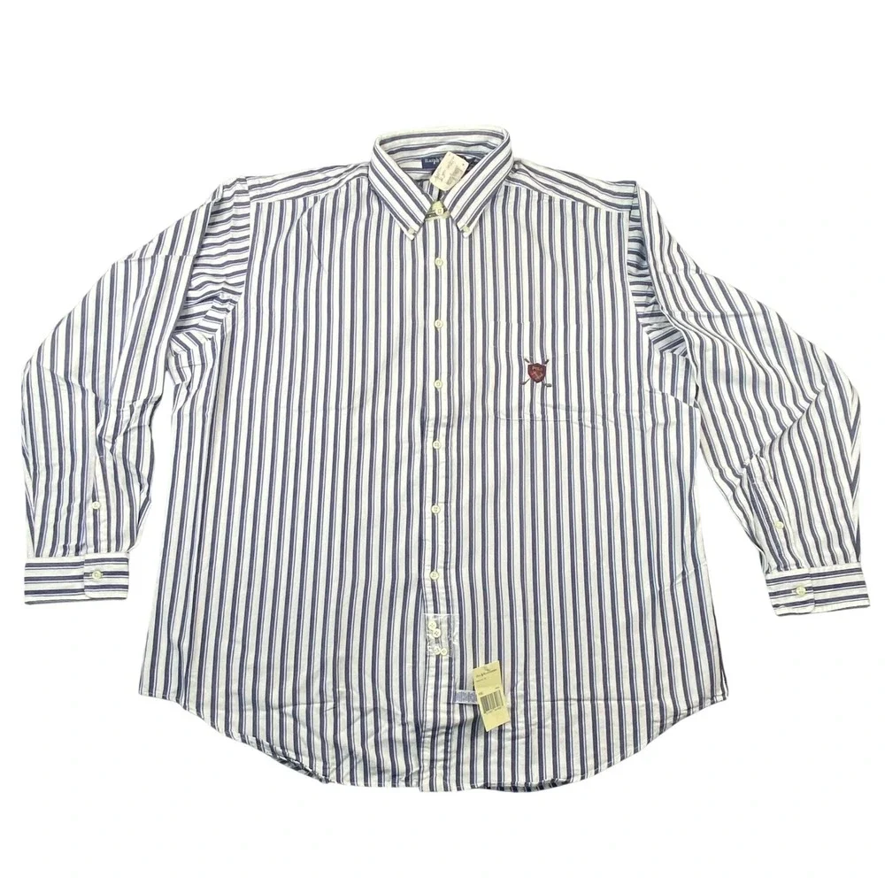 Polo Ralph Lauren Mens XXL Golf Crest Blue White Striped Button Down Shirt NWT